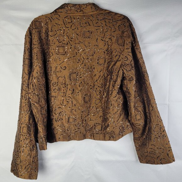 Vtg Chico's Embroidered Sequin Silk Retro South Western Sz 3 Ladies Shirt - Picture 3 of 6